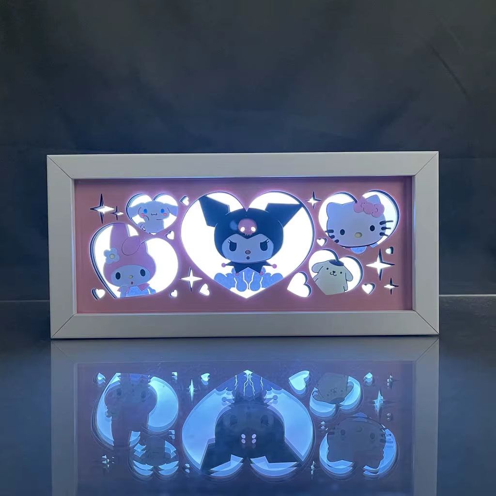 ZDD101-200 Drop Shipping Anime Led Night Light MDF Wood Frame Paper Cut Lightbox for Bedroom Decoration Animation Light Box