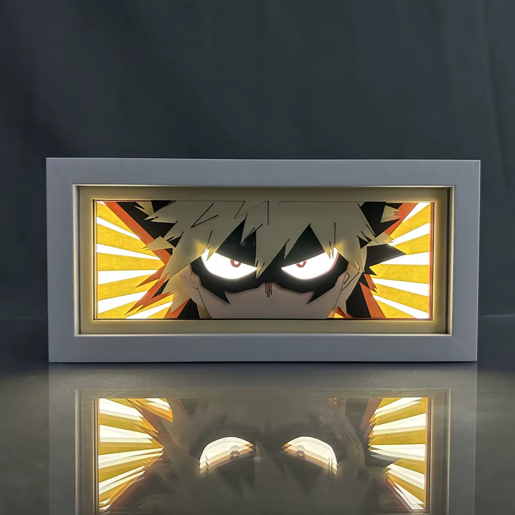 ZDD101-200 Drop Shipping Anime Led Night Light MDF Wood Frame Paper Cut Lightbox for Bedroom Decoration Animation Light Box