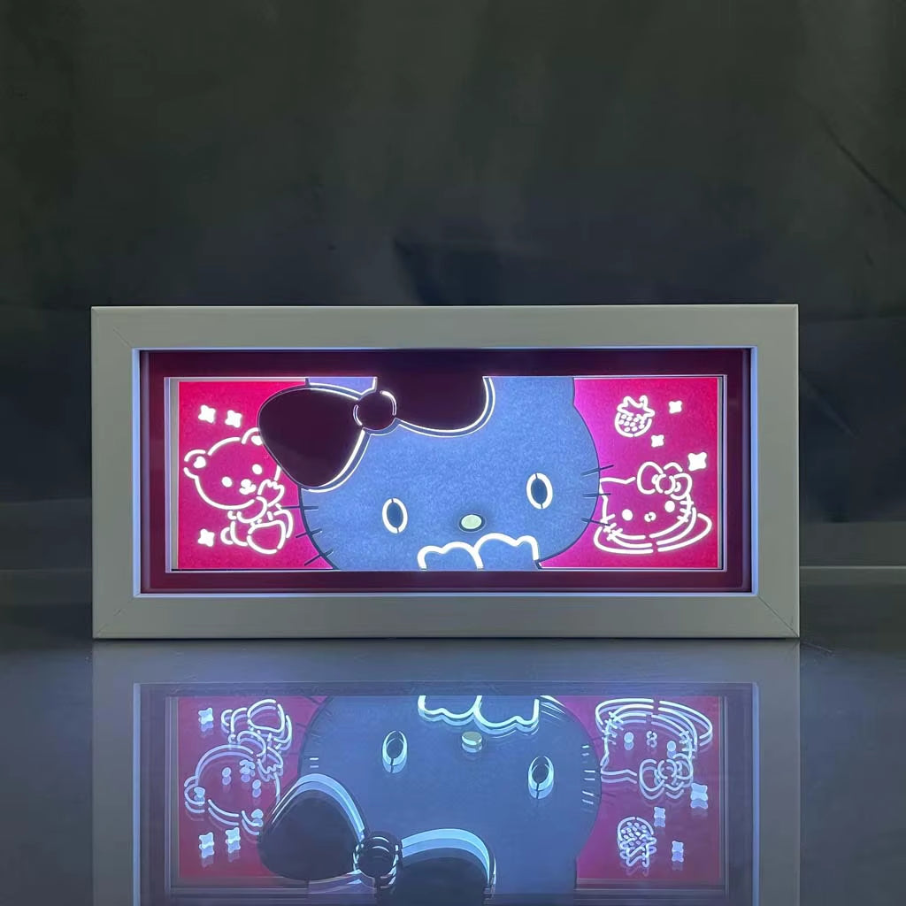 ZDD101-200 Drop Shipping Anime Led Night Light MDF Wood Frame Paper Cut Lightbox for Bedroom Decoration Animation Light Box