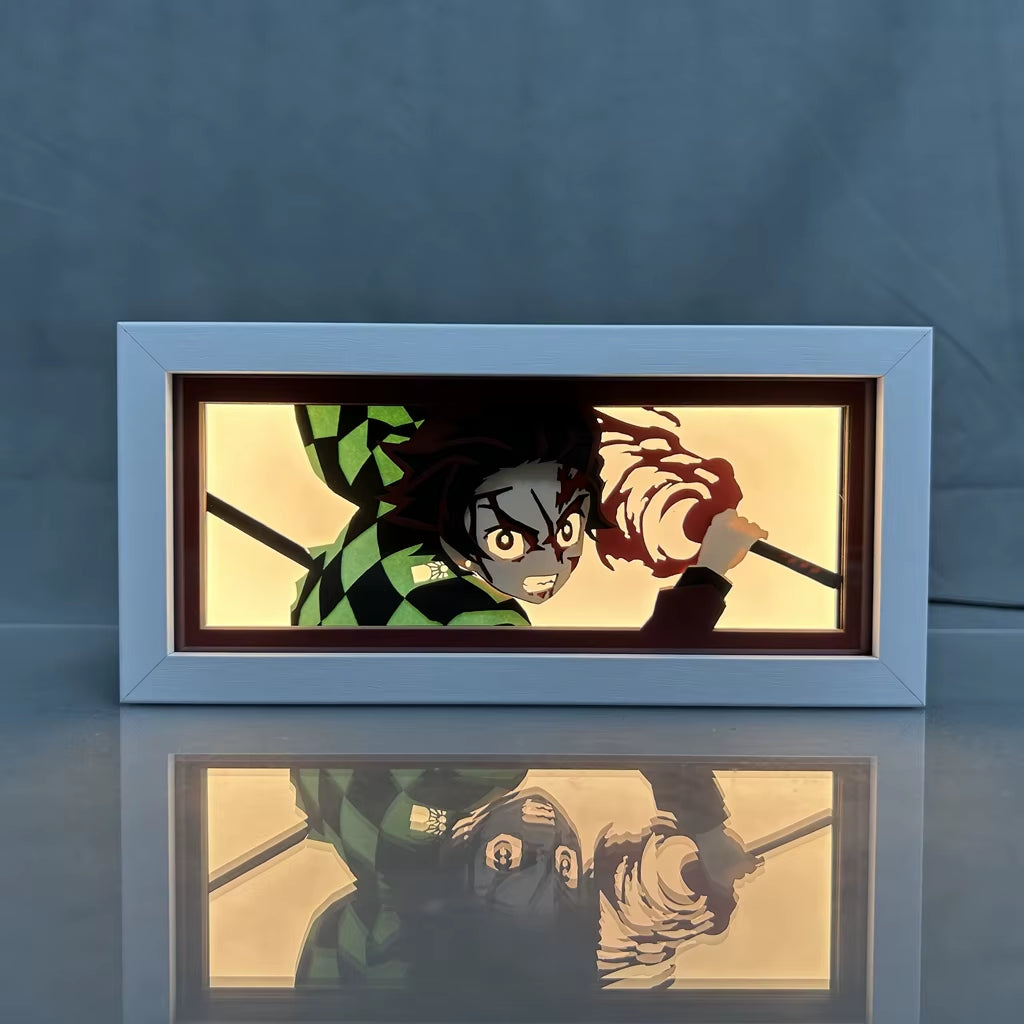 ZDD101-200 Drop Shipping Anime Led Night Light MDF Wood Frame Paper Cut Lightbox for Bedroom Decoration Animation Light Box