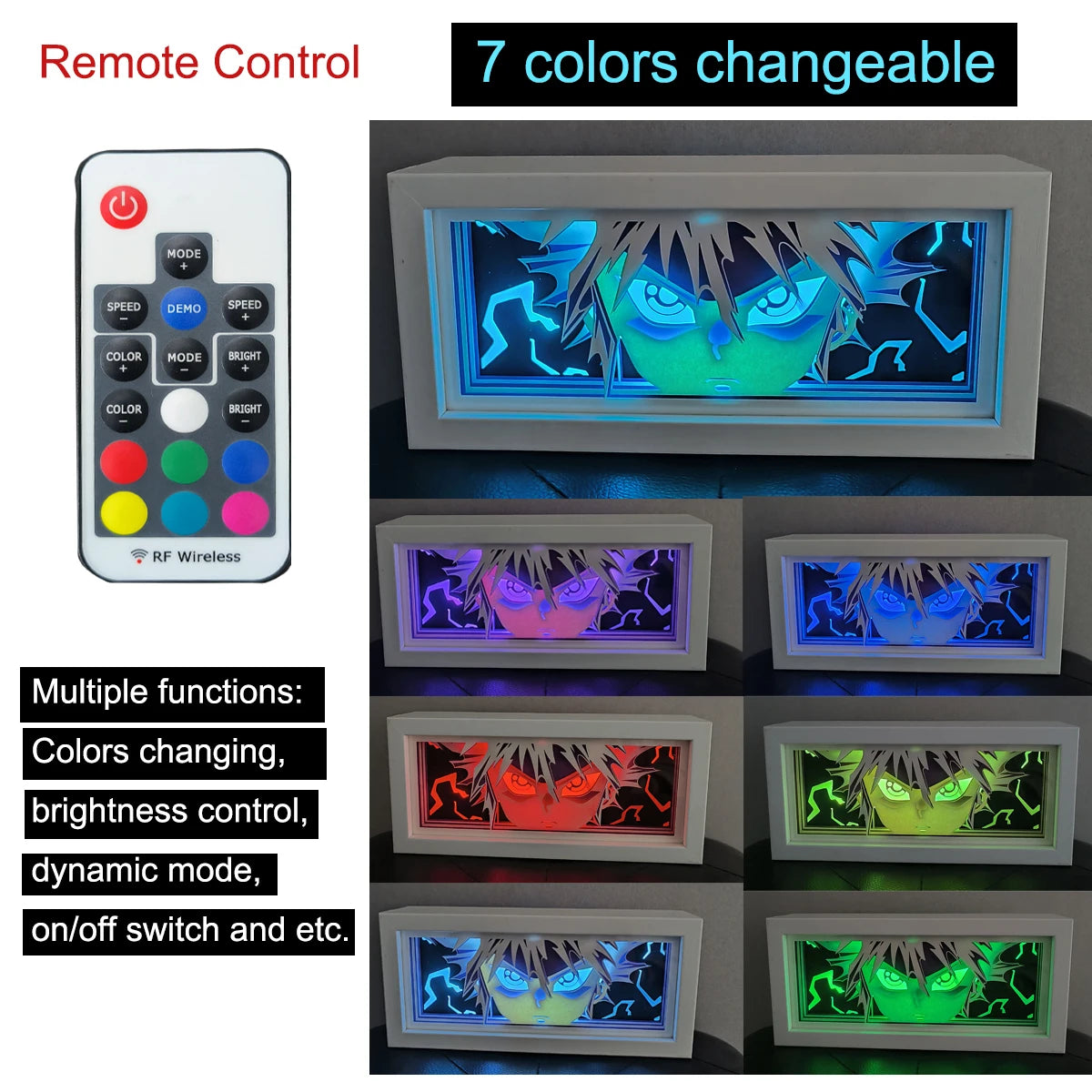 Anime Series Color Paper-Cut Light Remote Control Seven Color Change Party Room Cartoon Decoration Night Light