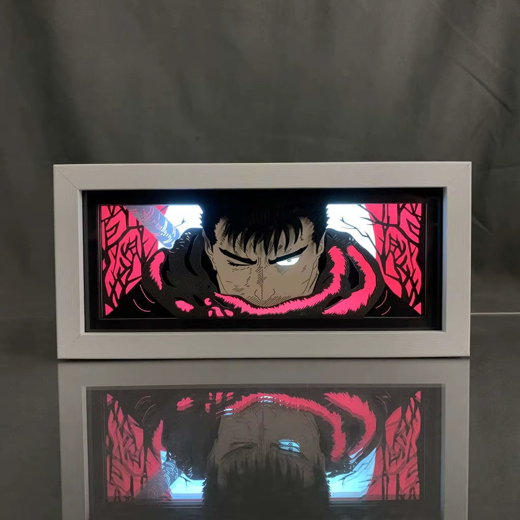ZDD101-200 Drop Shipping Anime Led Night Light MDF Wood Frame Paper Cut Lightbox for Bedroom Decoration Animation Light Box