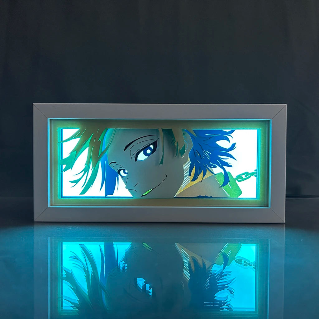 ZDD101-200 Drop Shipping Anime Led Night Light MDF Wood Frame Paper Cut Lightbox for Bedroom Decoration Animation Light Box