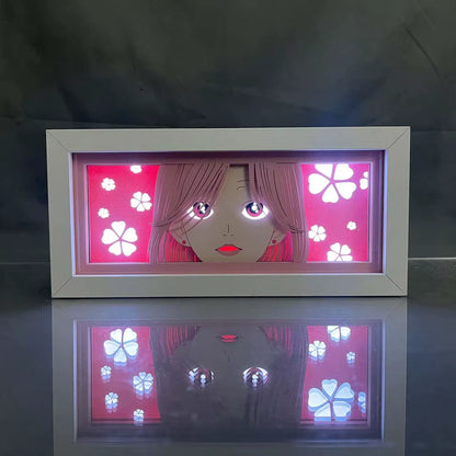 ZDD101-200 Drop Shipping Anime Led Night Light MDF Wood Frame Paper Cut Lightbox for Bedroom Decoration Animation Light Box