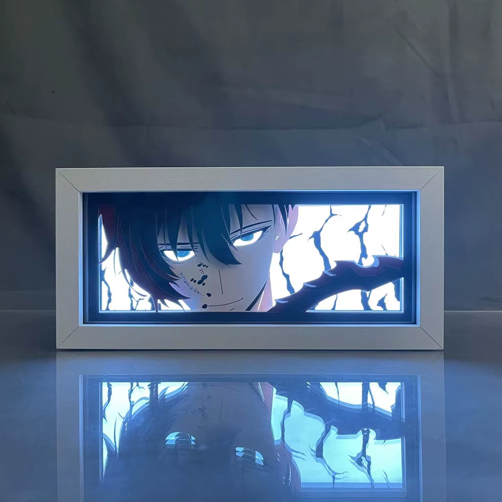 ZDD101-200 Drop Shipping Anime Led Night Light MDF Wood Frame Paper Cut Lightbox for Bedroom Decoration Animation Light Box